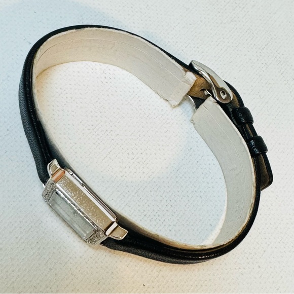 Skagen Tiny Face Women's Square Tank Watch Silver Leather Crystals 466SSLBCR - Picture 4 of 13